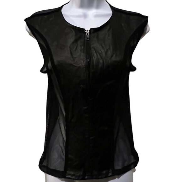 VTG | Catherine Coatney | Men's Zip Front | Faux Leather & Mesh | Fetish Vest - Picture 7 of 11